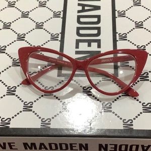Red Cat Eye Clear Lens Glasses